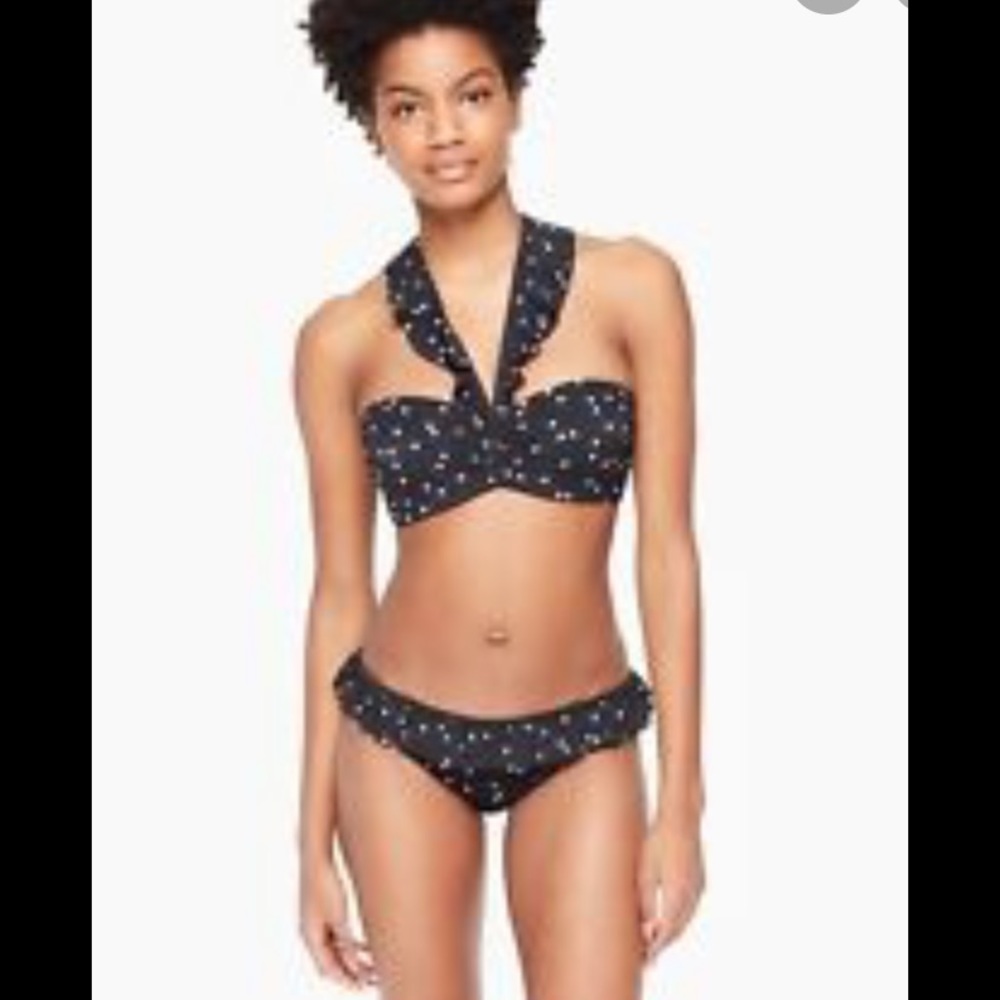 Kate Spade bikini black with pink polka dots
